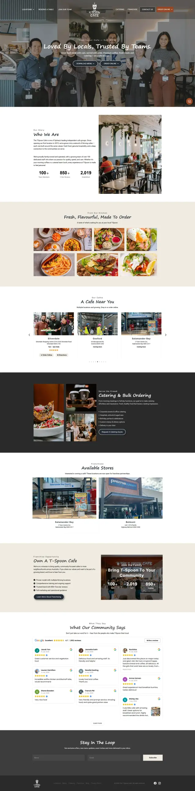 The T-Spoon Cafe website design by DSIGNS Australia