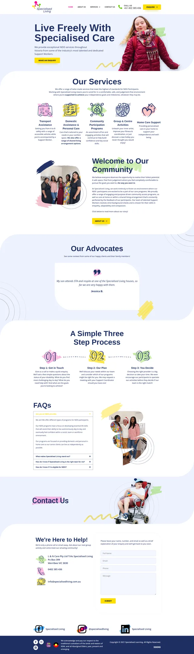 Specialised Living website design by DSIGNS Australia