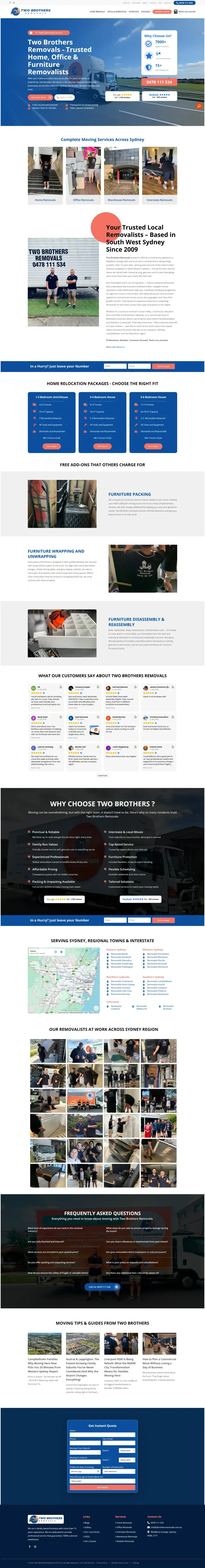 Two Brothers Removalists website design by DSIGNS Australia